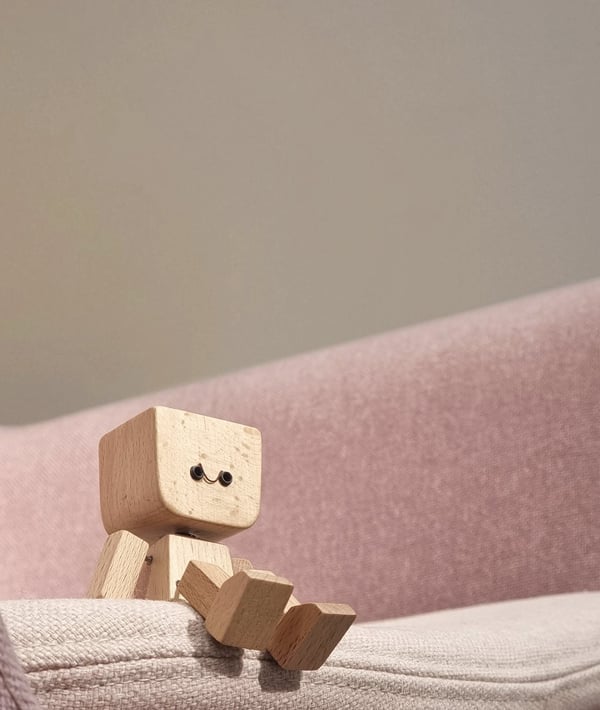 Decorative Rocking Figure | Natural Wood Grain | Attachable Face Pieces